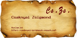 Csaknyai Zsigmond névjegykártya